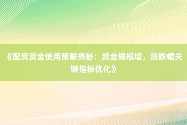 《配资资金使用策略揭秘：资金规模增，涨跌幅关键指标优化》