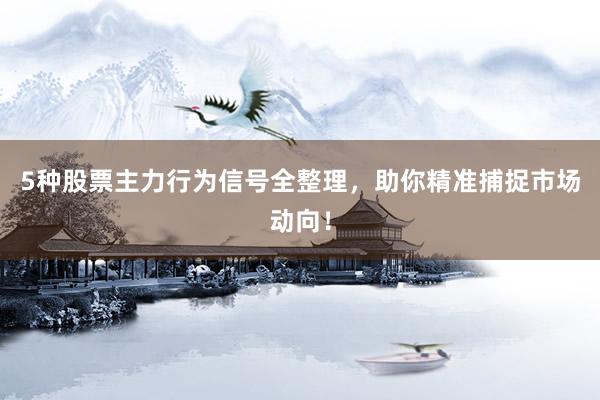 5种股票主力行为信号全整理，助你精准捕捉市场动向！