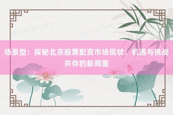 场景型：探秘北京股票配资市场现状：机遇与挑战并存的新局面