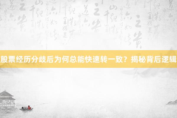 股票经历分歧后为何总能快速转一致？揭秘背后逻辑