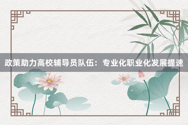 政策助力高校辅导员队伍：专业化职业化发展提速
